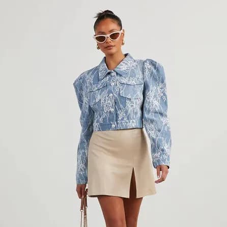 Flower denim jack